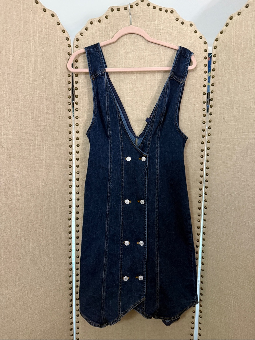 Pilcro Dark and Light Blue Denim Pinafore Dress